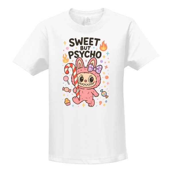 Tričko s potiskem Labubu králíček, roztomilá, ale nebezpečně sladká