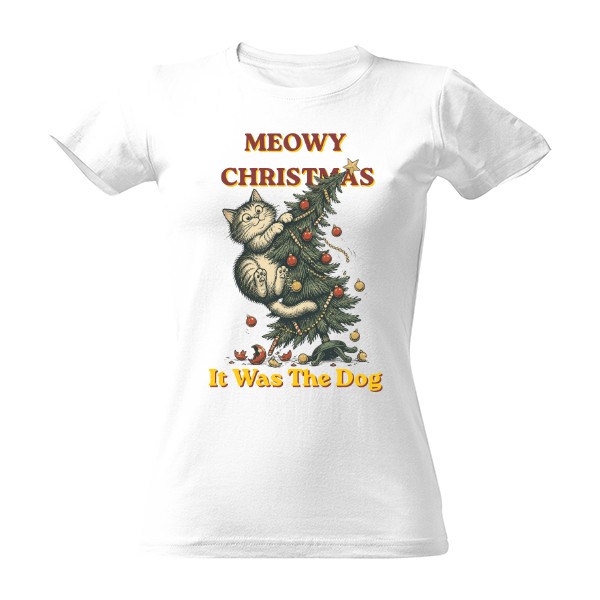 Tričko s potiskem Meowy Christmas - Byl to pes