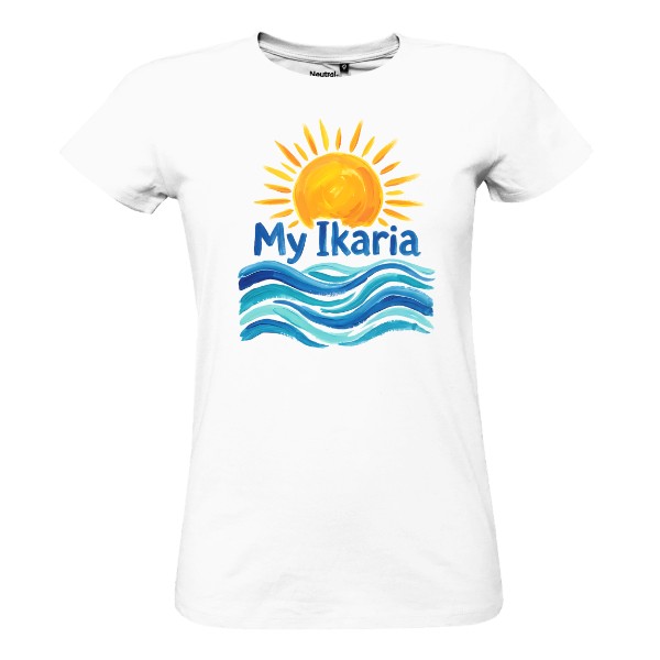 Tričko s potiskem Moje Ikaria, moje srdcovka - mrkni na záda