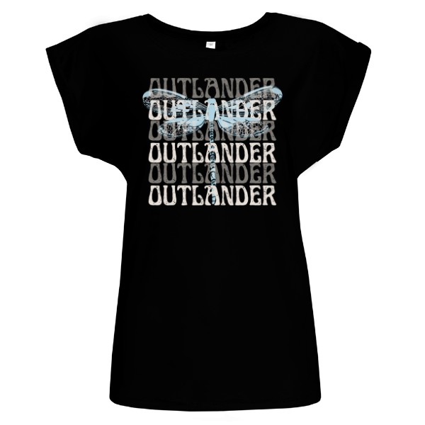 Tričko s potiskem Outlander design s modrou vážkou