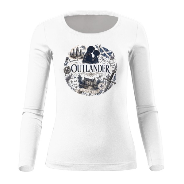 Tričko s potiskem Outlander motiv - Sassenach Lallybroch - Jamie & Claire - d